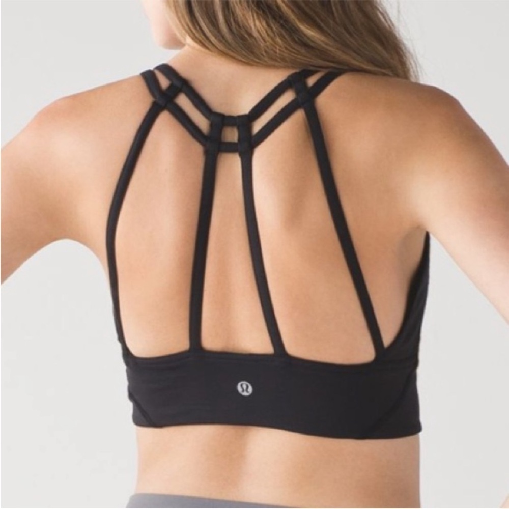 Lululemon As You Like Bra Convertible Straps Strappy Black Luxtreme Size 8